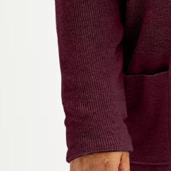 Plus Size Croft & Barrow Classic Ribbed Open-Front Cardigan in Merlot Heather 3X - Picture 5 of 6